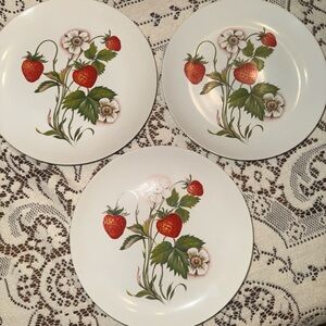 Ray White Strawberry Floral Decorative Plates - Set of 3
